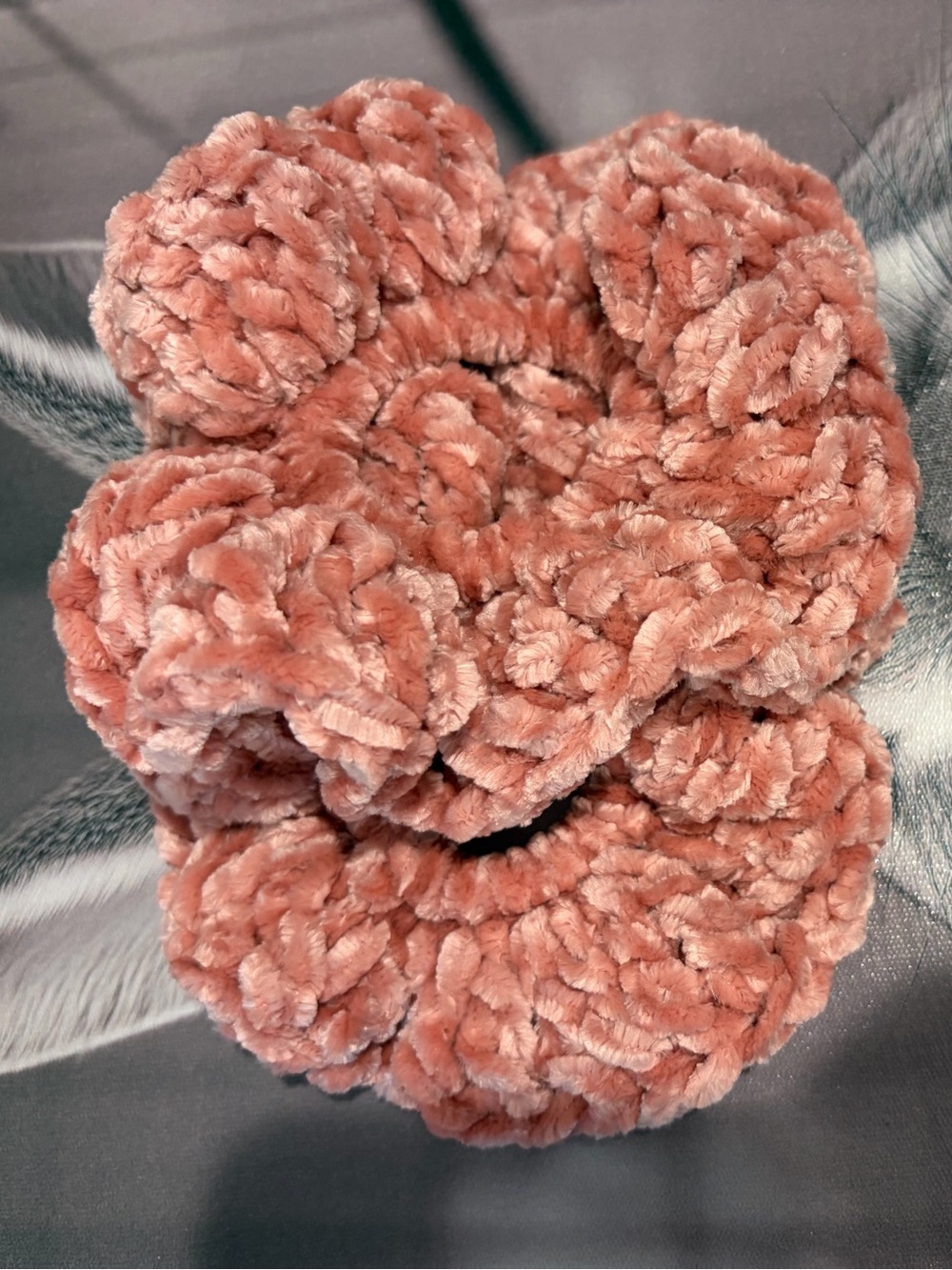 Hand Crafted Plush Velvet Scrunchie in Blush Pink